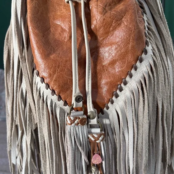 Boho Chic Fringed Leather and Suede Hobo Bag - Picture 1 of 6
